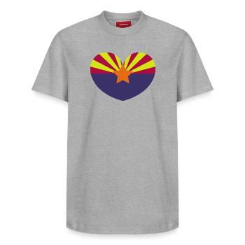Arizona heart flag - Relaxed Unisex Supima Cotton T-Shirt – by SPREAD - white - Front - AI Model Female 172 dark (172cm) & AI Model Male 185 dark (185cm)