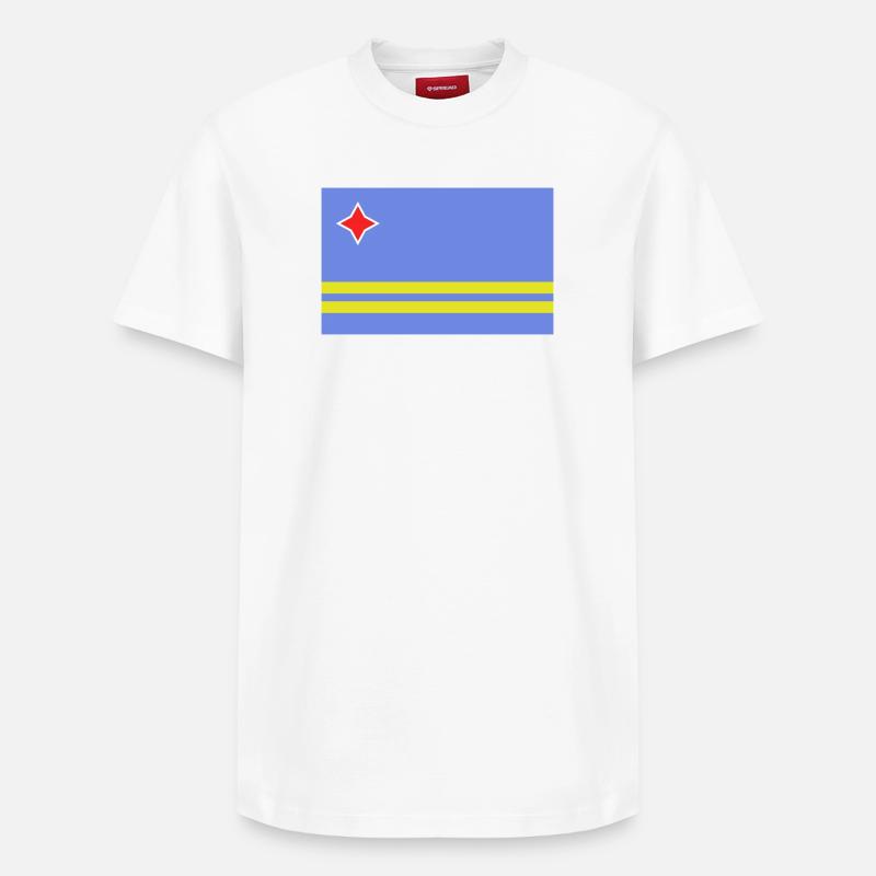 Drapeau d’Aruba - T-shirt unisexe décontracté en coton Supima – de SPREAD - blanc