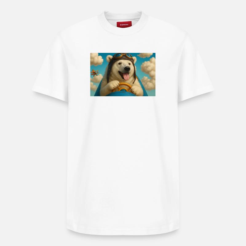 Chien Aviateur part à l'Aventure - T-shirt unisexe décontracté en coton Supima – de SPREAD - blanc