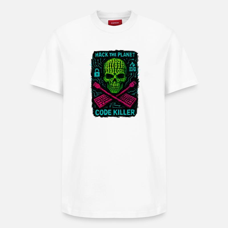 Hack the Planet Code Killer – Cybersicherheit - Relaxed Unisex Supima Cotton T-Shirt – von SPREAD - Weiß