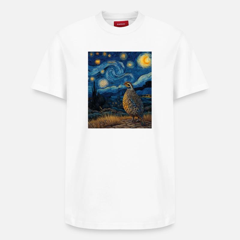 Caille Van Gogh - T-shirt unisexe décontracté en coton Supima – de SPREAD - blanc