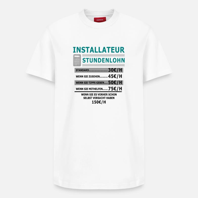 Salaire horaire de plombier - T-shirt unisexe décontracté en coton Supima – de SPREAD - blanc