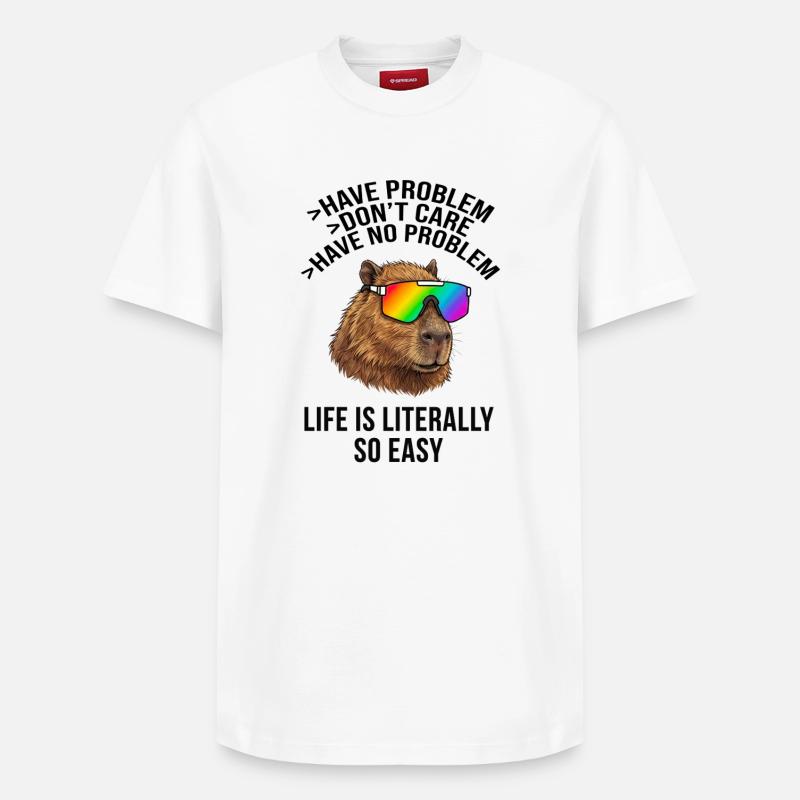 Cool Capybara Regenbogen-Sonnenbrille – Chill-Meme - Relaxed Unisex Supima Cotton T-Shirt – von SPREAD - Weiß