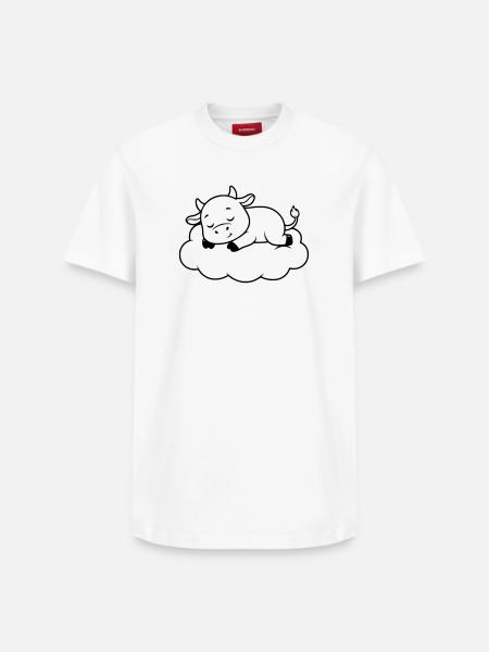 Sleeping Cow Cloud Dream Baby - Relaxed Unisex Supima Cotton T-Shirt – by SPREAD - white