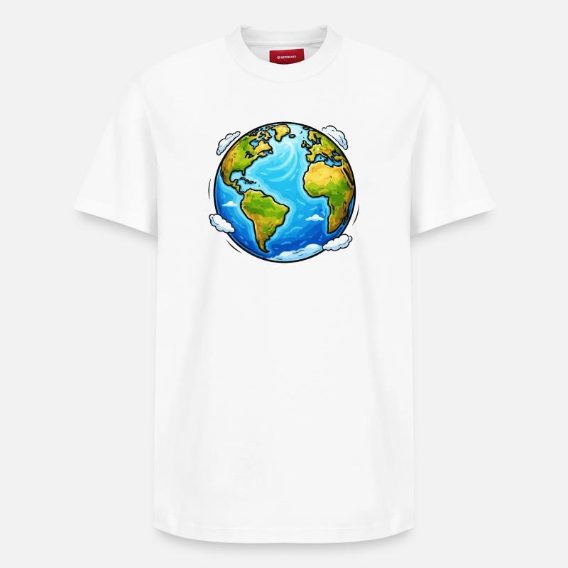 Planète Terre - T-shirt unisexe décontracté en coton Supima – de SPREAD - blanc