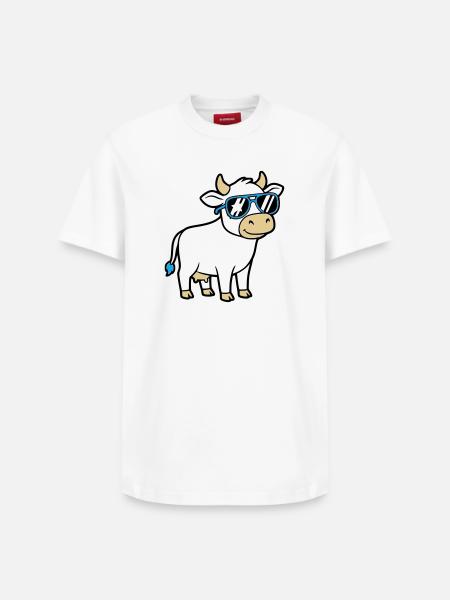 Cool Cow Sunglasses Casual Vector - Relaxed Unisex Supima Cotton T-Shirt – by SPREAD - white