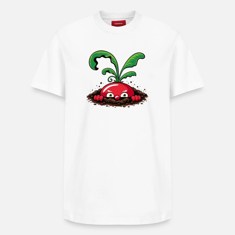 Radis curieux de la terre - T-shirt unisexe décontracté en coton Supima – de SPREAD - blanc