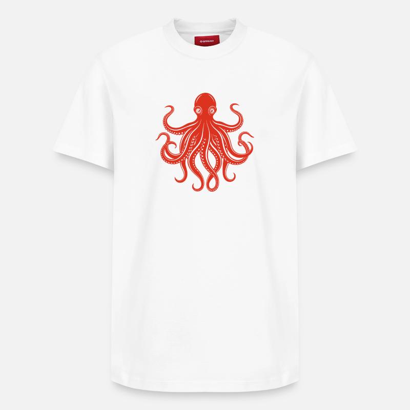 Pieuvre - T-shirt unisexe décontracté en coton Supima – de SPREAD - blanc