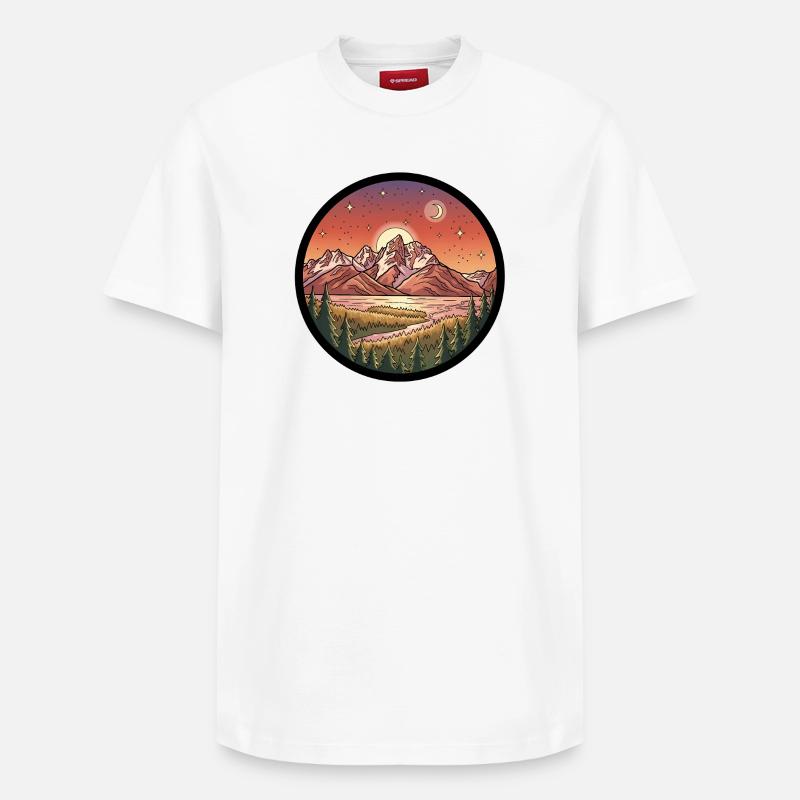 Mondscheingebirge Rundpatch - Relaxed Unisex Supima Cotton T-Shirt – von SPREAD - Weiß