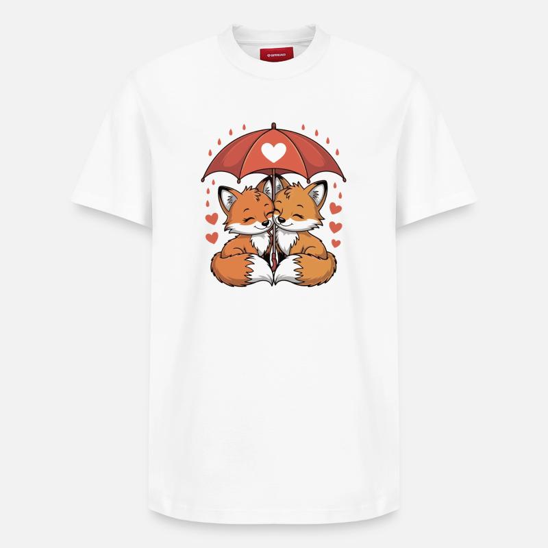 Fuchs Comic Paar Liebe - Relaxed Unisex Supima Cotton T-Shirt – von SPREAD - Weiß