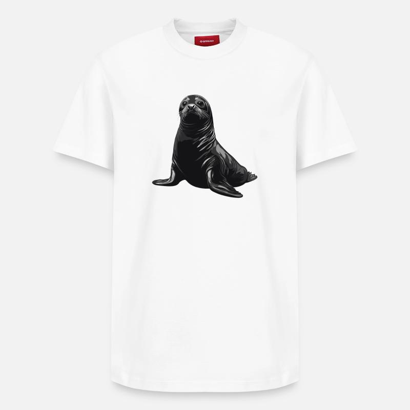 Portrait du Sceau Noir - T-shirt unisexe décontracté en coton Supima – de SPREAD - blanc