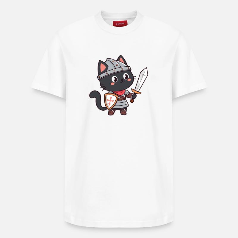 Chat Chevalier - T-shirt unisexe décontracté en coton Supima – de SPREAD - blanc