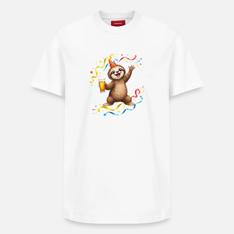 Faultier Party Feier mit Bier - Relaxed Unisex Supima Cotton T-Shirt – von SPREAD - Weiß