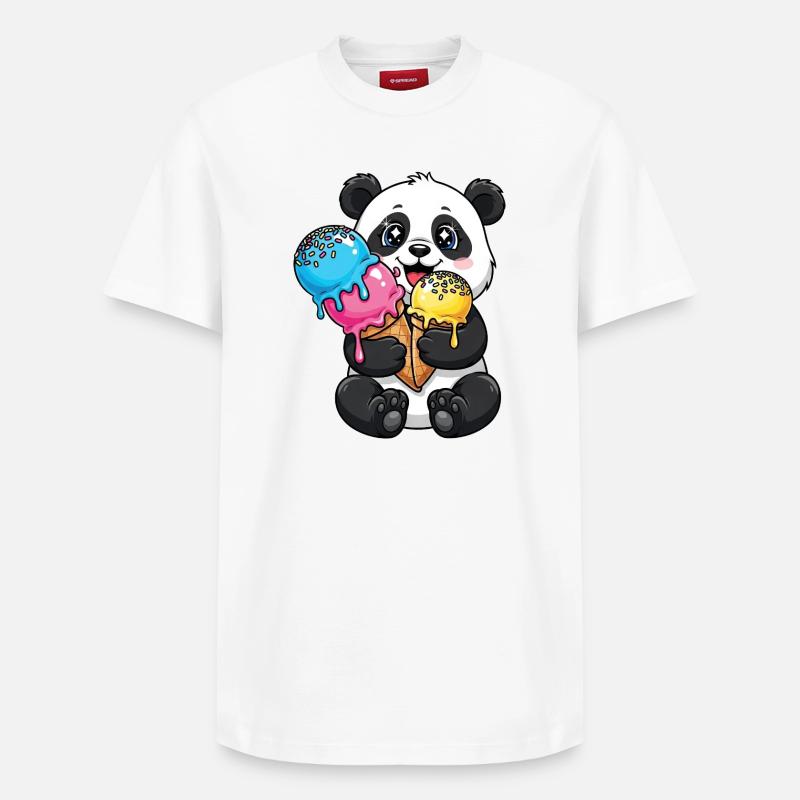 Mignons Pandas Cartoon Glace d’été - T-shirt unisexe décontracté en coton Supima – de SPREAD - blanc