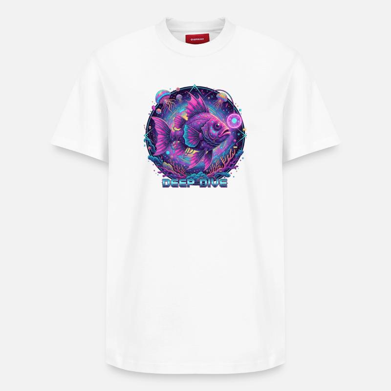 Deep Dive Neonfisch Unterwasser - Relaxed Unisex Supima Cotton T-Shirt – von SPREAD - Weiß