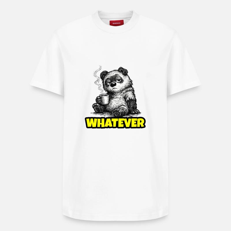 Whatever – Grumpy Bear Coffee (Sketch) - Relaxed Unisex Supima Cotton T-Shirt – by SPREAD - white