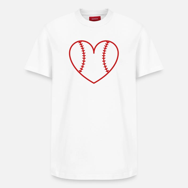 Baseball-Softballherz - Relaxed Unisex Supima Cotton T-Shirt – von SPREAD - Weiß