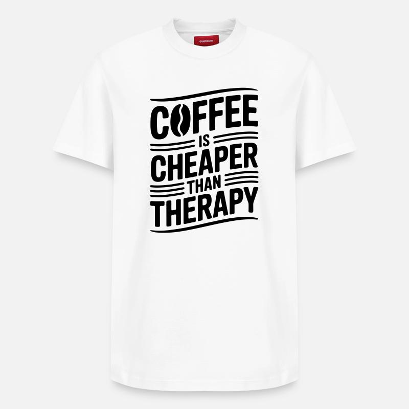 Coffee is cheaper than therapy - Relaxed Unisex Supima Cotton T-Shirt – by SPREAD - white