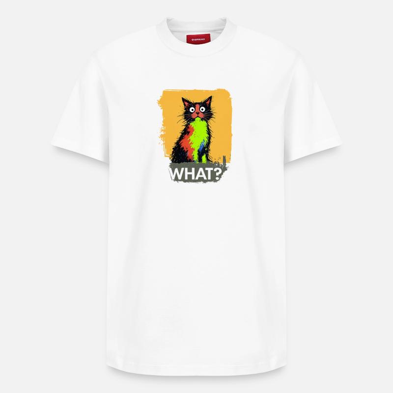 What Katze Farbexplosion - Relaxed Unisex Supima Cotton T-Shirt – von SPREAD - Weiß