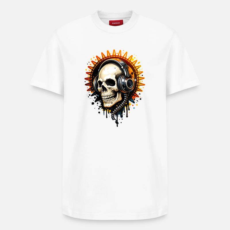 Illustration de crâne avec casque - T-shirt unisexe décontracté en coton Supima – de SPREAD - blanc