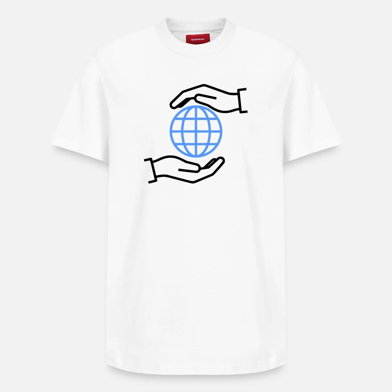 Globe Hands Out Global - T-shirt unisexe décontracté en coton Supima – de SPREAD - blanc