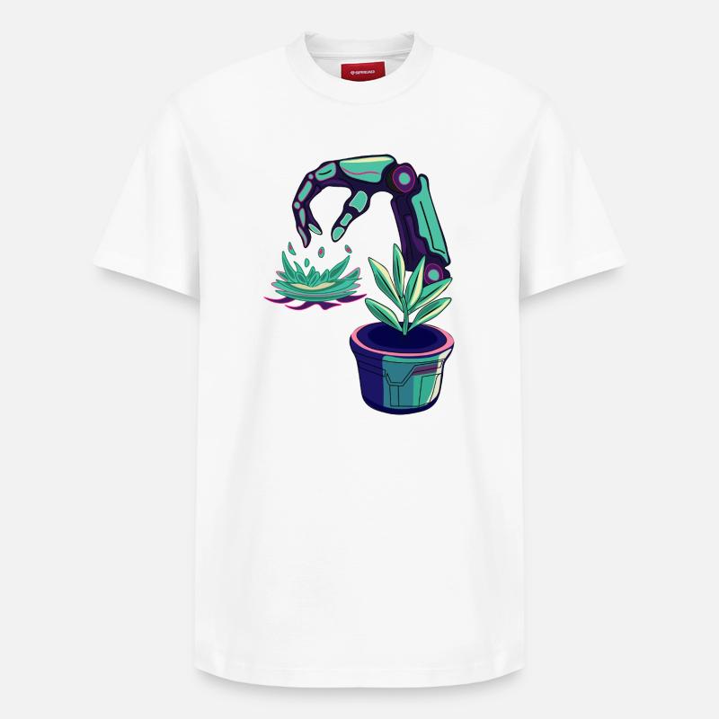 Neonroboter - Relaxed Unisex Supima Cotton T-Shirt – von SPREAD - Weiß