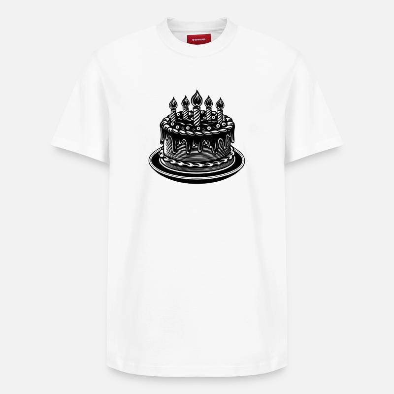 Gâteau d'anniversaire - T-shirt unisexe décontracté en coton Supima – de SPREAD - blanc