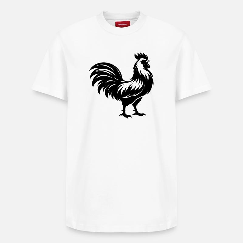 Silhouette du coq - T-shirt unisexe décontracté en coton Supima – de SPREAD - blanc