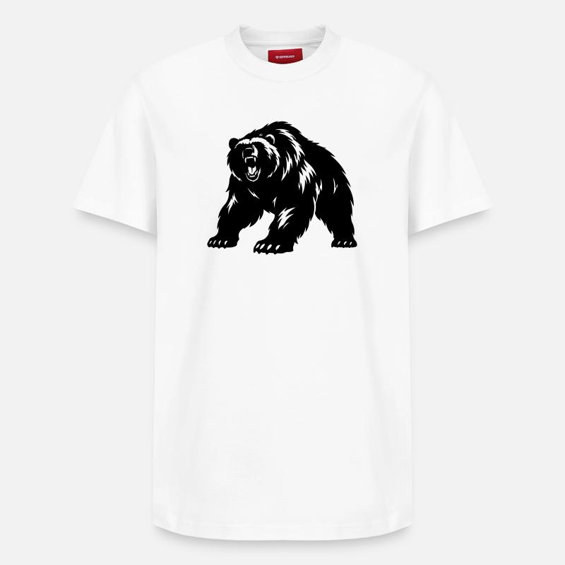 Silhouette de l’ours grizzli - T-shirt unisexe décontracté en coton Supima – de SPREAD - blanc