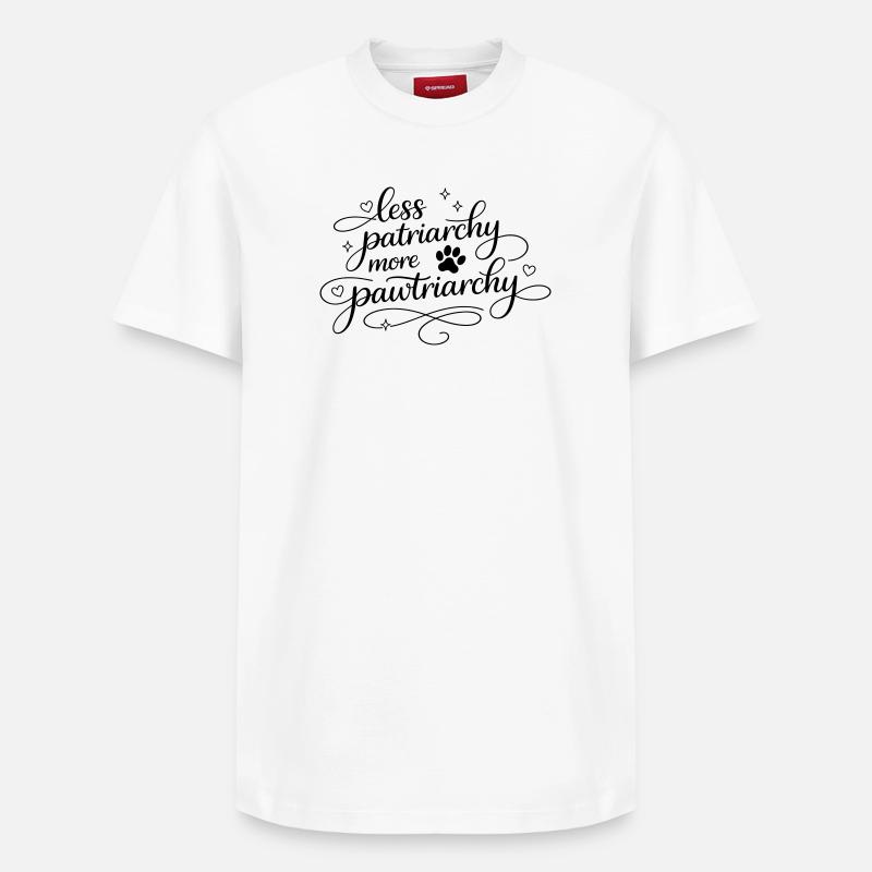 less patriarchy, more pawtriarchy - Relaxed Unisex Supima Cotton T-Shirt – by SPREAD - white