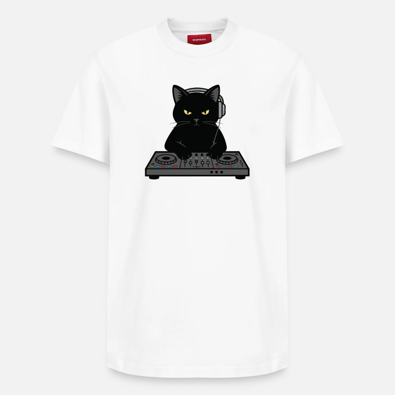 DJ Scratch Chat Musique Platine - T-shirt unisexe décontracté en coton Supima – de SPREAD - blanc