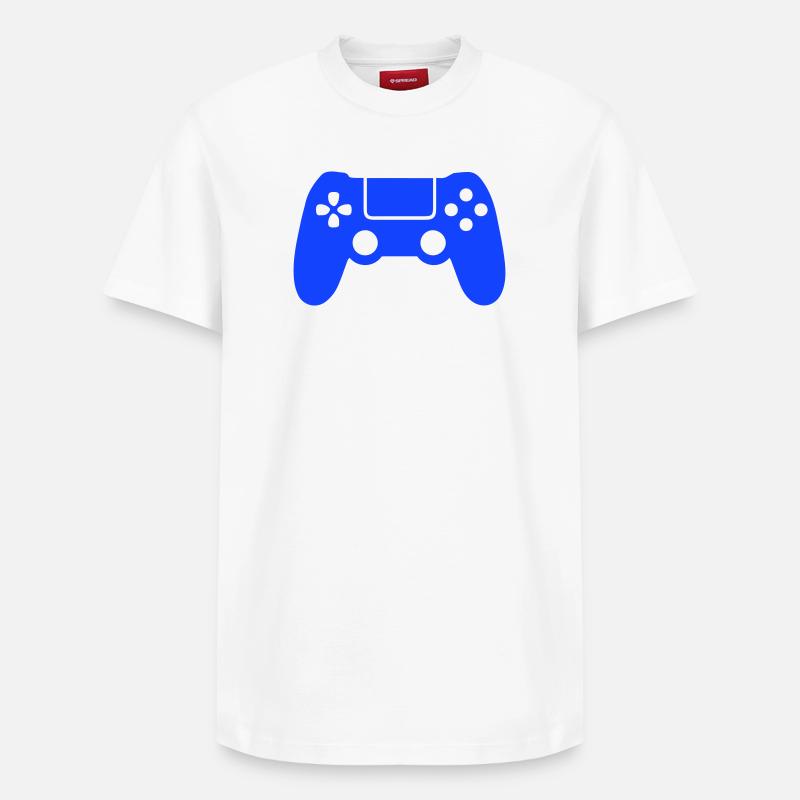 Blaues Gaming-Controller Silhouette - Relaxed Unisex Supima Cotton T-Shirt – von SPREAD - Weiß