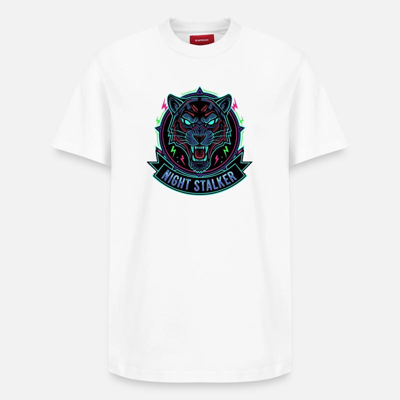 Léopard Néon Nocturne - T-shirt unisexe décontracté en coton Supima – de SPREAD - blanc
