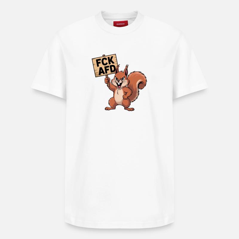 FCK AFD - Antifa Eichhörnchen Tee - Relaxed Unisex Supima Cotton T-Shirt – von SPREAD - Weiß