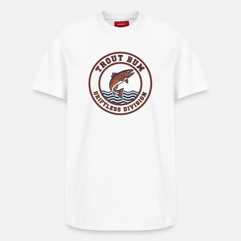 Trout Bum Driftless Division - T-shirt unisexe décontracté en coton Supima – de SPREAD - blanc