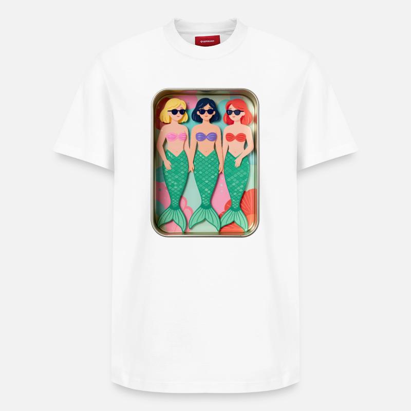 Trois sirènes dans une boîte - T-shirt unisexe décontracté en coton Supima – de SPREAD - blanc