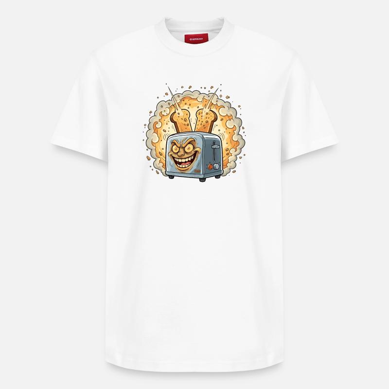 Lachender Toaster Krümel Explosion - Relaxed Unisex Supima Cotton T-Shirt – von SPREAD - Weiß