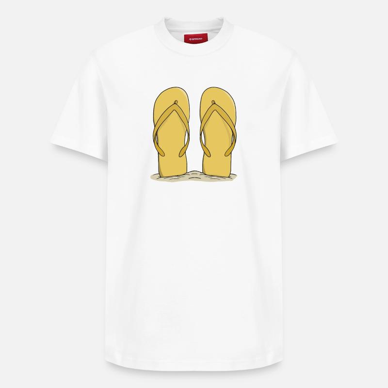 Sunny Beach Flip-Flops - Relaxed Unisex Supima Cotton T-Shirt – von SPREAD - Weiß