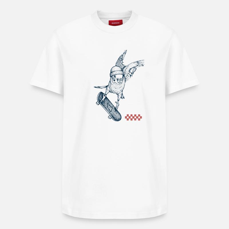 Skater Budgie - T-shirt unisexe décontracté en coton Supima – de SPREAD - blanc