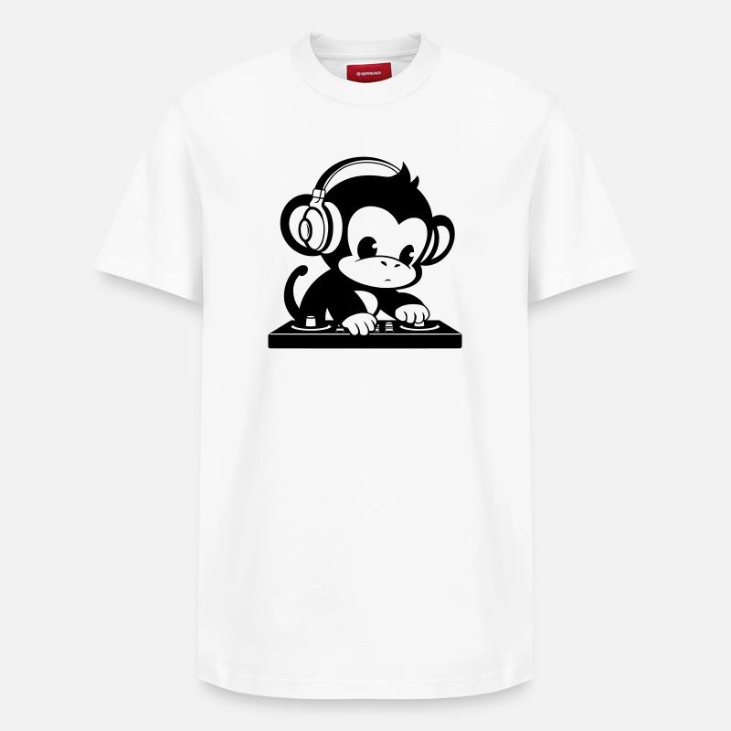 DJ Affe mit Kopfhörern - Relaxed Unisex Supima Cotton T-Shirt – von SPREAD - Weiß