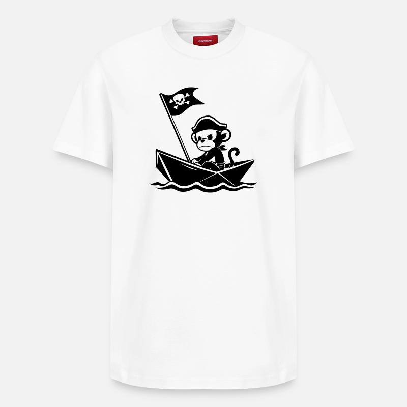 Wütender Piratenaffe im Boot - Relaxed Unisex Supima Cotton T-Shirt – von SPREAD - Weiß