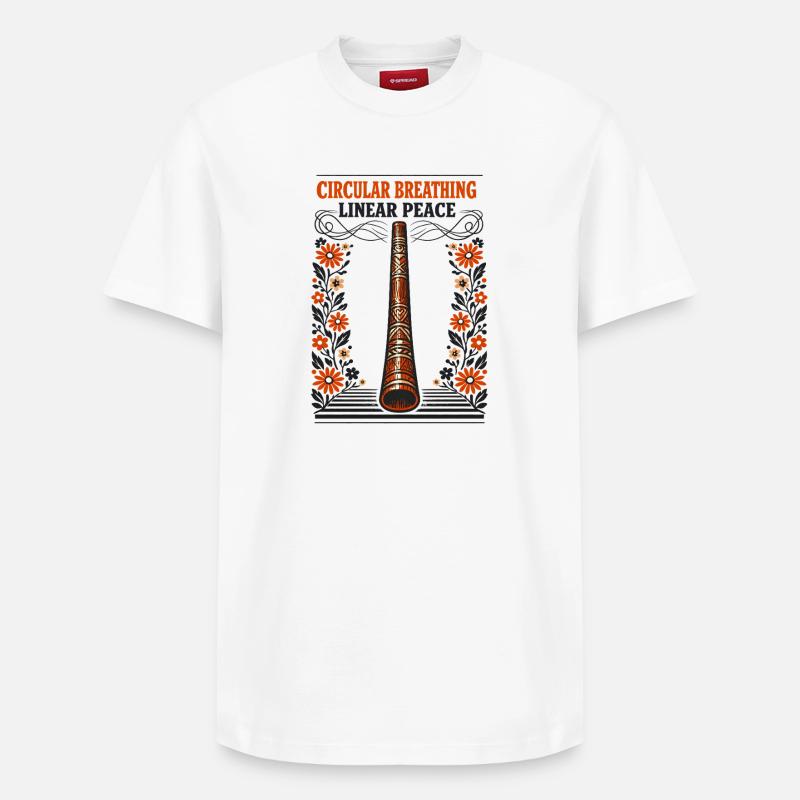 Zirkularatmung, innere Ruhe | Didgeridoo - Relaxed Unisex Supima Cotton T-Shirt – von SPREAD - Weiß