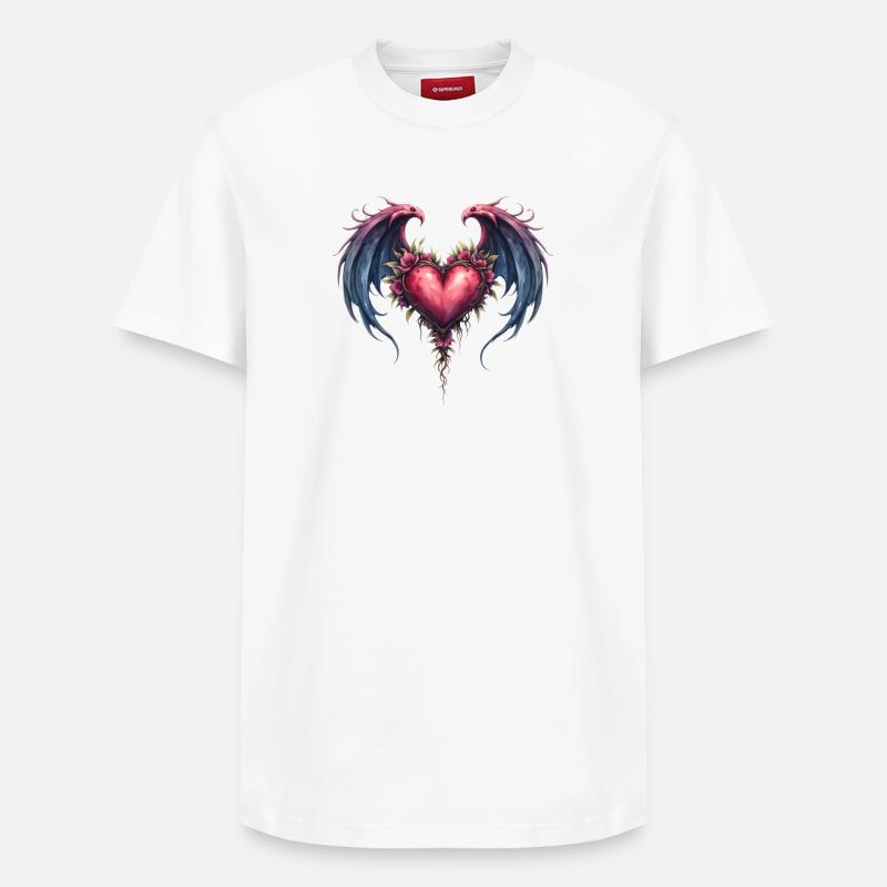 Cœur fleuri ailé - T-shirt unisexe décontracté en coton Supima – de SPREAD - blanc