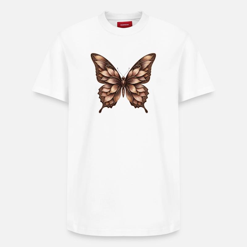 Tons ornementaux en bronze papillon - T-shirt unisexe décontracté en coton Supima – de SPREAD - blanc