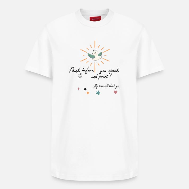 Think - Relaxed Unisex Supima Cotton T-Shirt – von SPREAD - Weiß