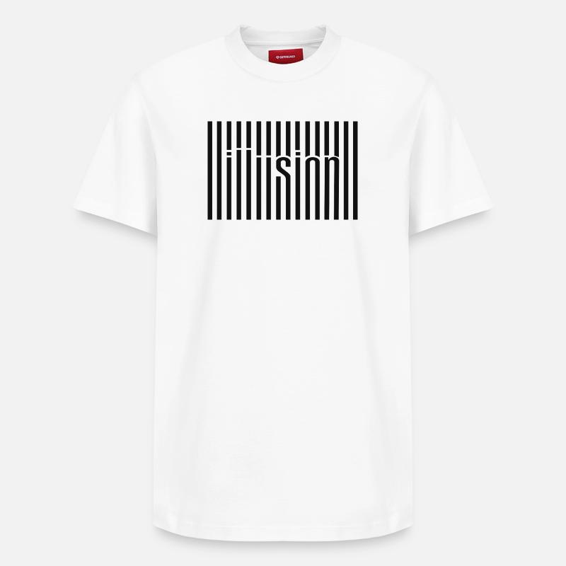 Illusion Barcode Textkunst - Relaxed Unisex Supima Cotton T-Shirt – von SPREAD - Weiß
