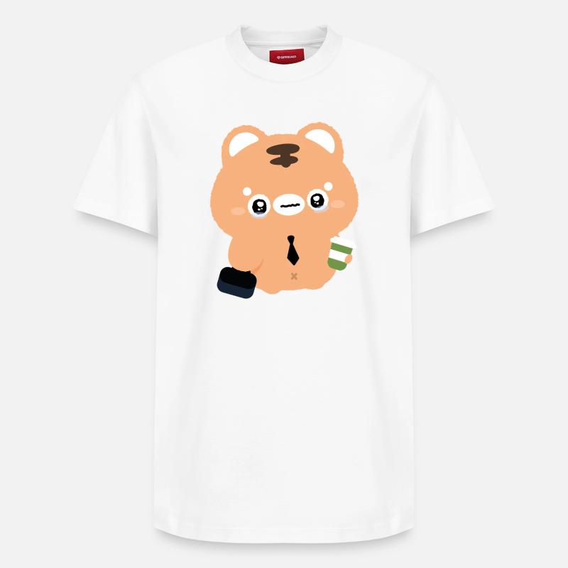 Kawaii Tiger pleure avec du café - T-shirt unisexe décontracté en coton Supima – de SPREAD - blanc