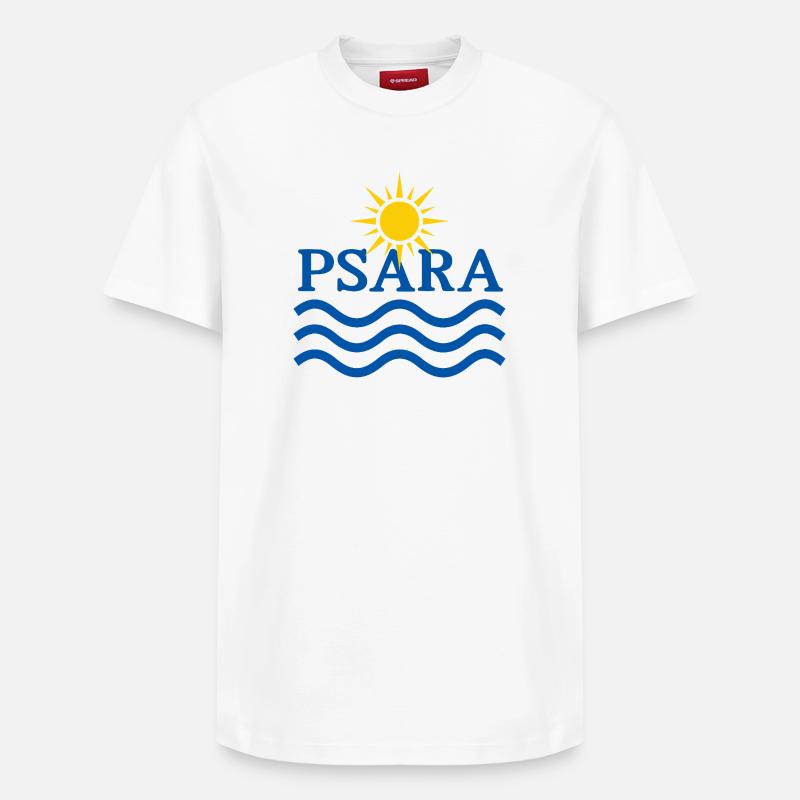 PSARA Soleil et Vagues - T-shirt unisexe décontracté en coton Supima – de SPREAD - blanc