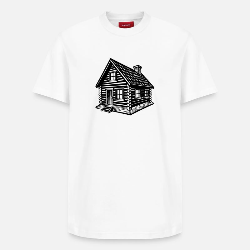 Cabane en rondins - T-shirt unisexe décontracté en coton Supima – de SPREAD - blanc