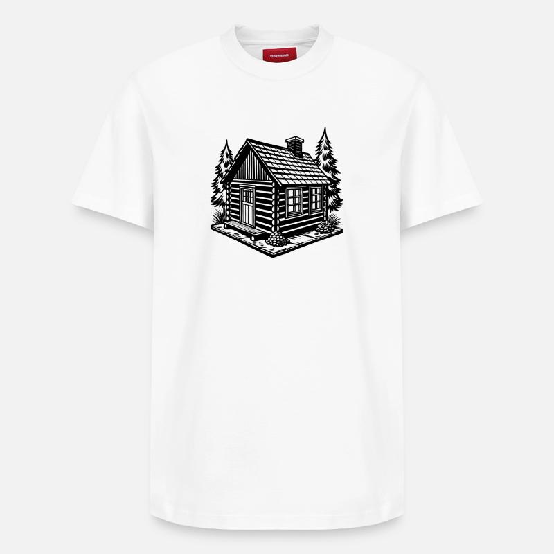 Cabane en rondins - T-shirt unisexe décontracté en coton Supima – de SPREAD - blanc